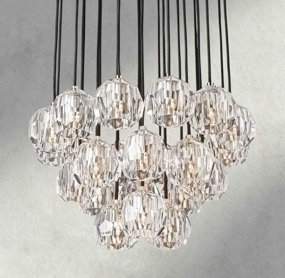 Beula De Cristal Clear/ Smoke Glass Round Cluster Chandelier 14", 19", 24", 30", 40" - Cyran Lamps
