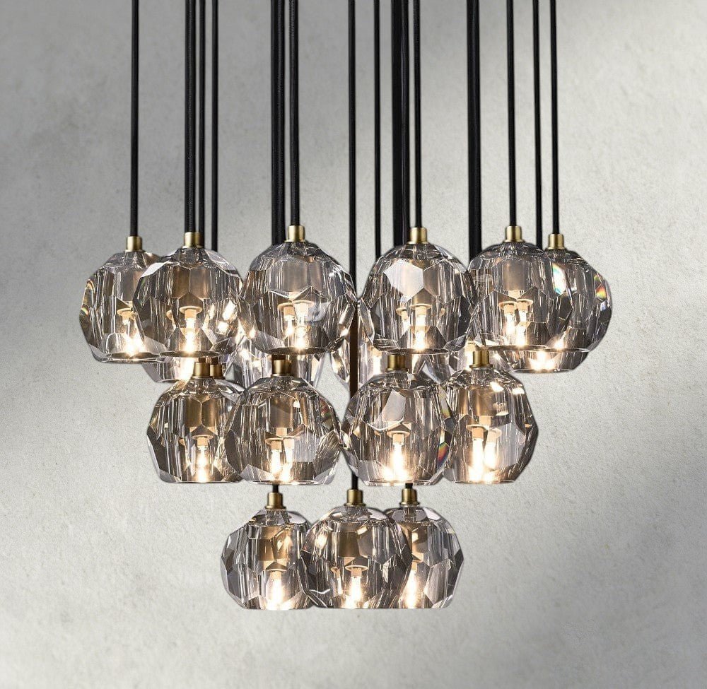 Beula De Cristal Clear/ Smoke Glass Round Cluster Chandelier 14", 19", 24", 30", 40" - Cyran Lamps