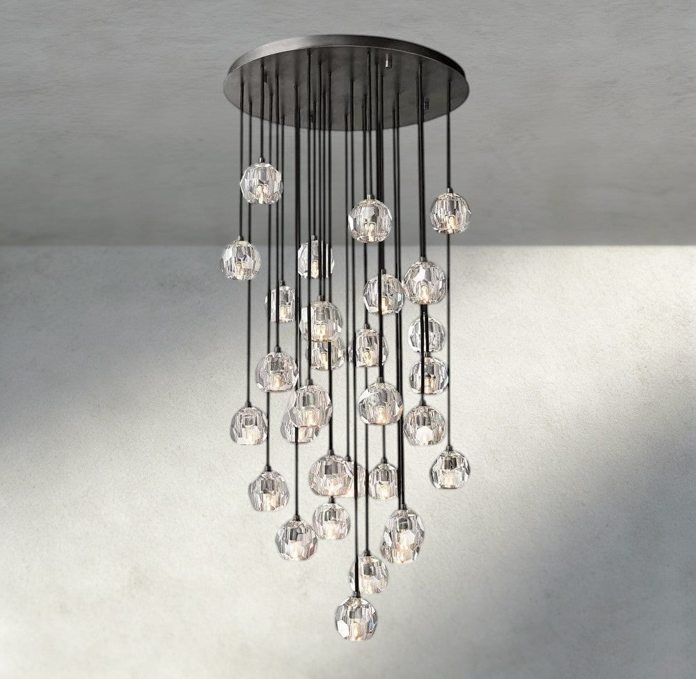 Beula De Cristal Clear/ Smoke Glass Round Cluster Chandelier 14", 19", 24", 30", 40" - Cyran Lamps