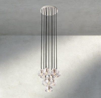 Beula De Cristal Clear/ Smoke Glass Round Cluster Chandelier 14", 19", 24", 30", 40" - Cyran Lamps