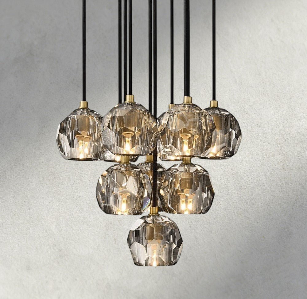 Beula De Cristal Clear/ Smoke Glass Round Cluster Chandelier 14", 19", 24", 30", 40" - Cyran Lamps