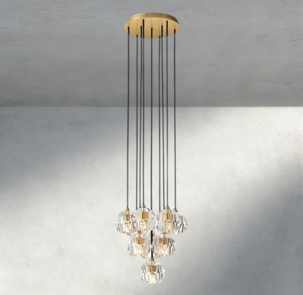 Beula De Cristal Clear/ Smoke Glass Round Cluster Chandelier 14", 19", 24", 30", 40" - Cyran Lamps