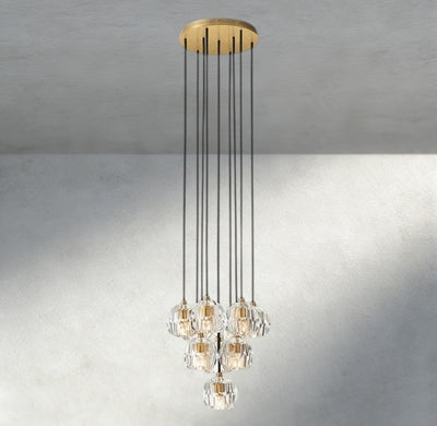 Beula De Cristal Clear/ Smoke Glass Round Cluster Chandelier 14", 19", 24", 30", 40" - Cyran Lamps