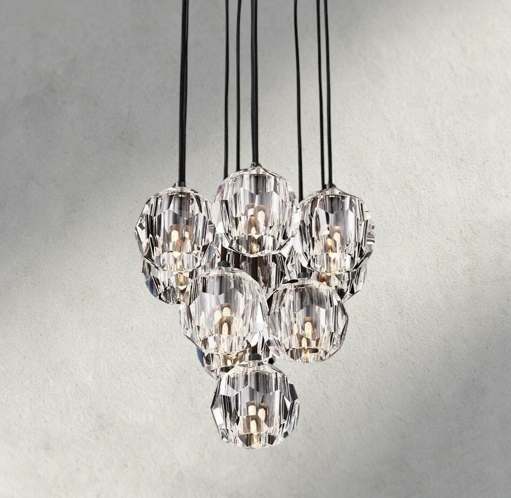 Beula De Cristal Clear/ Smoke Glass Round Cluster Chandelier 14", 19", 24", 30", 40" - Cyran Lamps