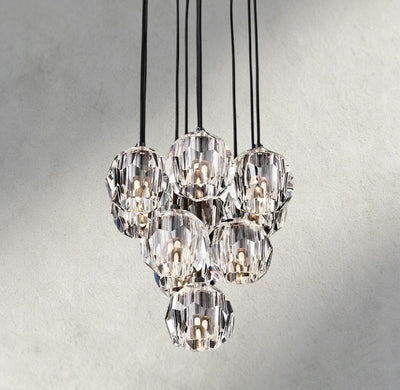 Beula De Cristal Clear/ Smoke Glass Round Cluster Chandelier 14", 19", 24", 30", 40" - Cyran Lamps