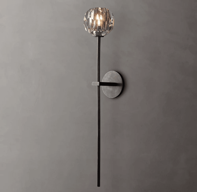 Beula De Crystal Ball Clear/Smoke Wall Sconce H9"/28" - Cyran Lamps