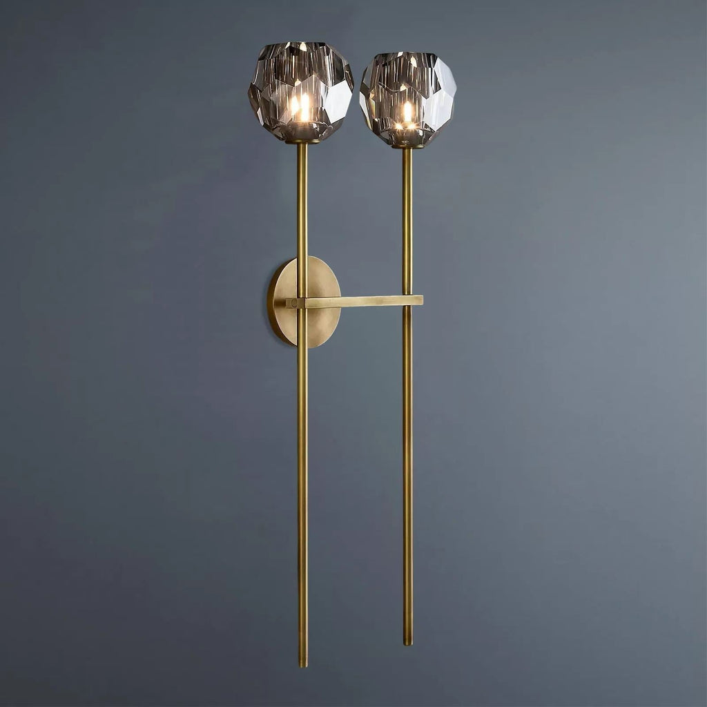 Beula De Crystal Ball Clear/Smoke Wall Sconce H9"/28" - Cyran Lamps