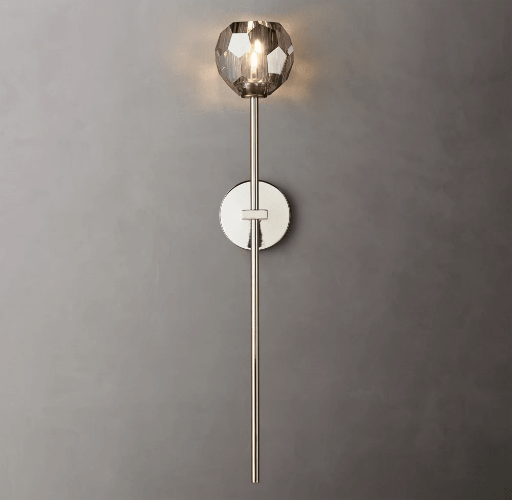 Beula De Crystal Ball Clear/Smoke Wall Sconce H9"/28" - Cyran Lamps