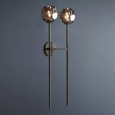 Beula De Crystal Ball Clear/Smoke Wall Sconce H9"/28" - Cyran Lamps