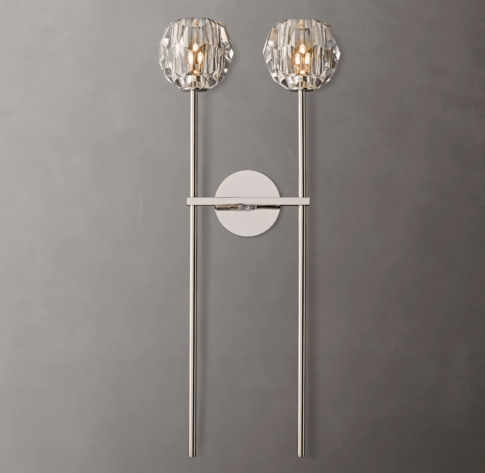 Beula De Crystal Ball Clear/Smoke Wall Sconce H9"/28" - Cyran Lamps