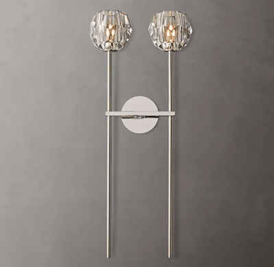 Beula De Crystal Ball Clear/Smoke Wall Sconce H9"/28" - Cyran Lamps