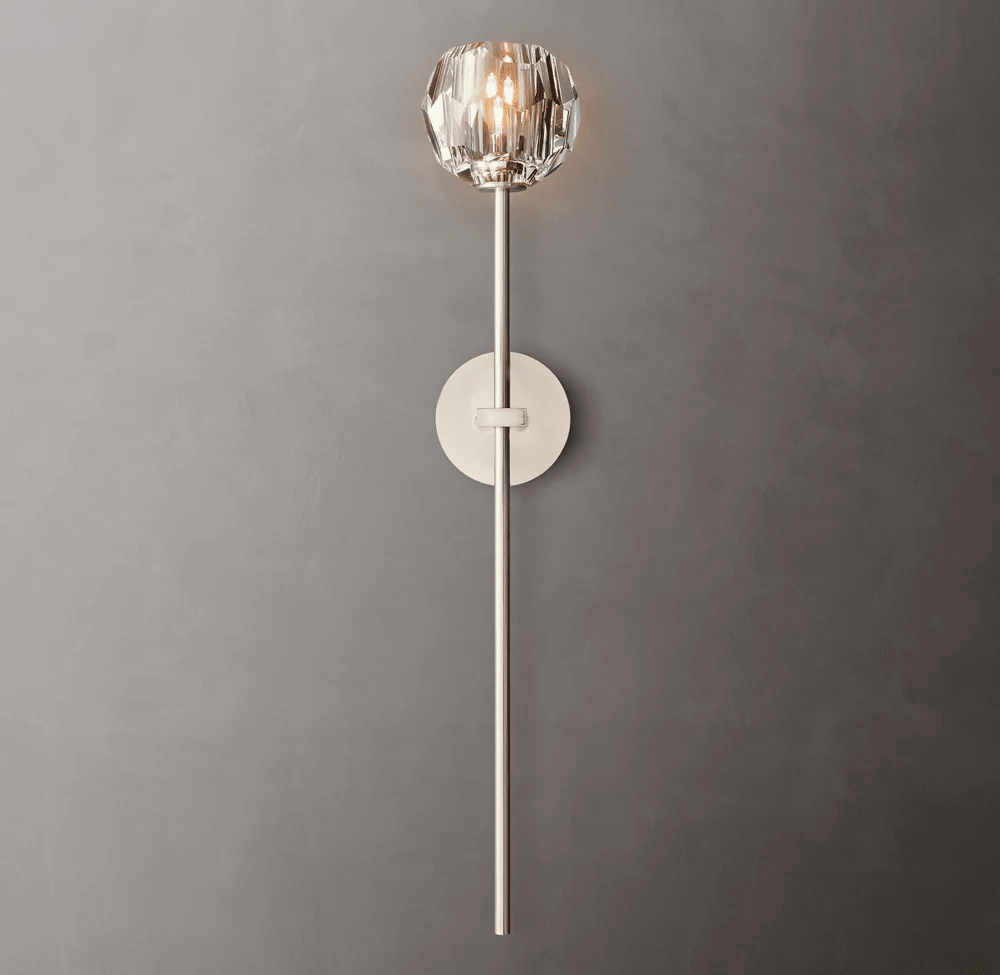 Beula De Crystal Ball Clear/Smoke Wall Sconce H9"/28" - Cyran Lamps