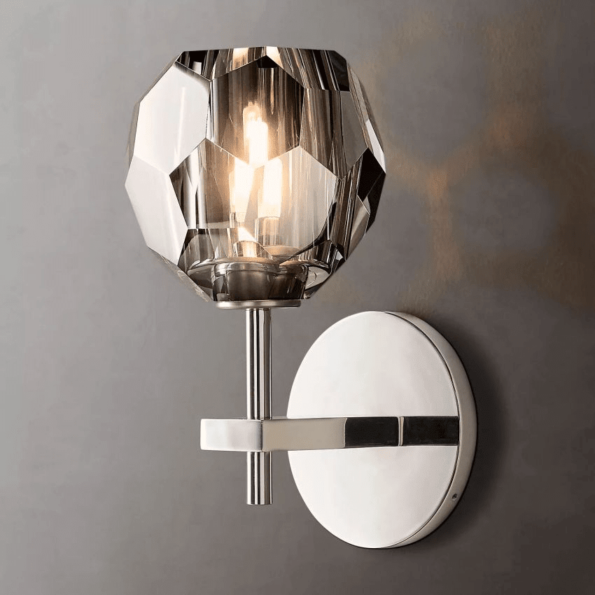 Beula De Crystal Ball Clear/Smoke Wall Sconce H9"/28" - Cyran Lamps