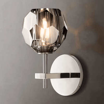 Beula De Crystal Ball Clear/Smoke Wall Sconce H9"/28" - Cyran Lamps
