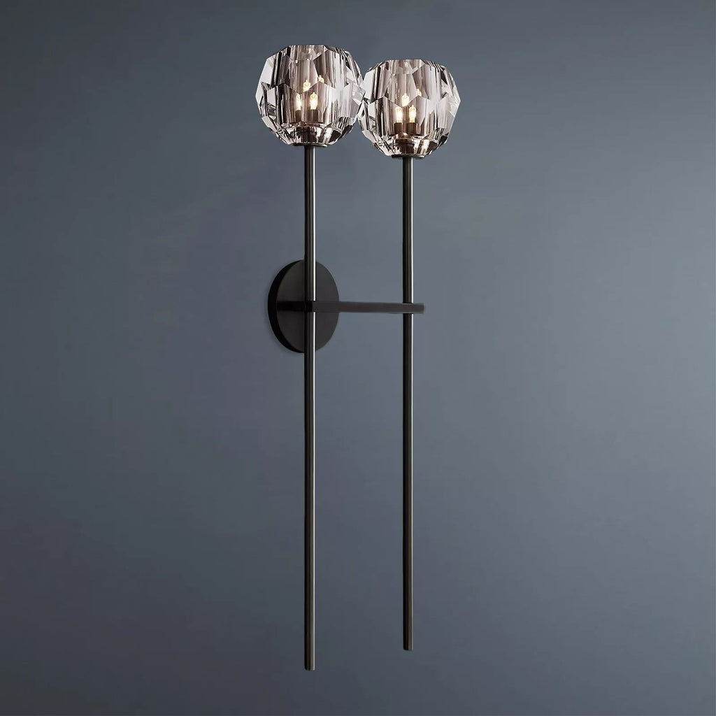 Beula De Crystal Ball Clear/Smoke Wall Sconce H9"/28" - Cyran Lamps