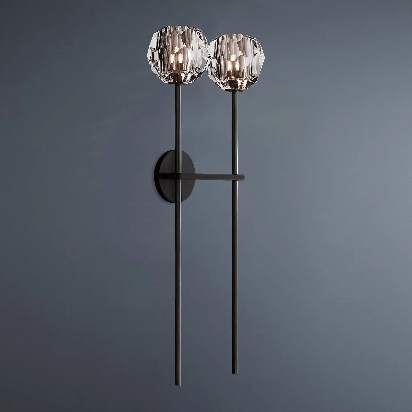 Beula De Crystal Ball Clear/Smoke Wall Sconce H9"/28" - Cyran Lamps