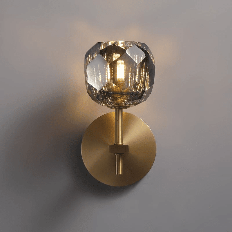 Beula De Crystal Ball Clear/Smoke Wall Sconce H9"/28" - Cyran Lamps