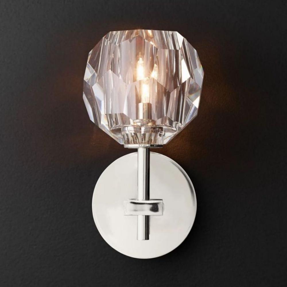Beula De Crystal Ball Clear/Smoke Wall Sconce H9"/28" - Cyran Lamps