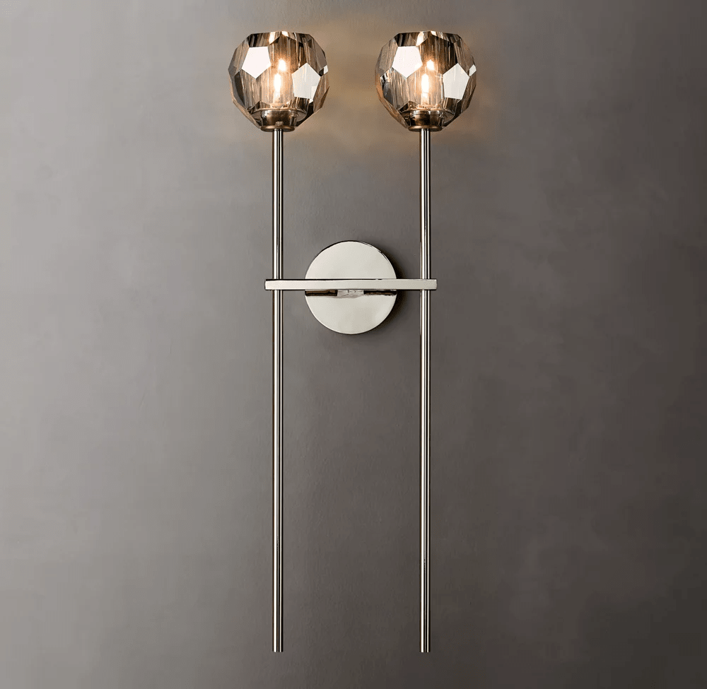 Beula De Crystal Ball Clear/Smoke Wall Sconce H9"/28" - Cyran Lamps