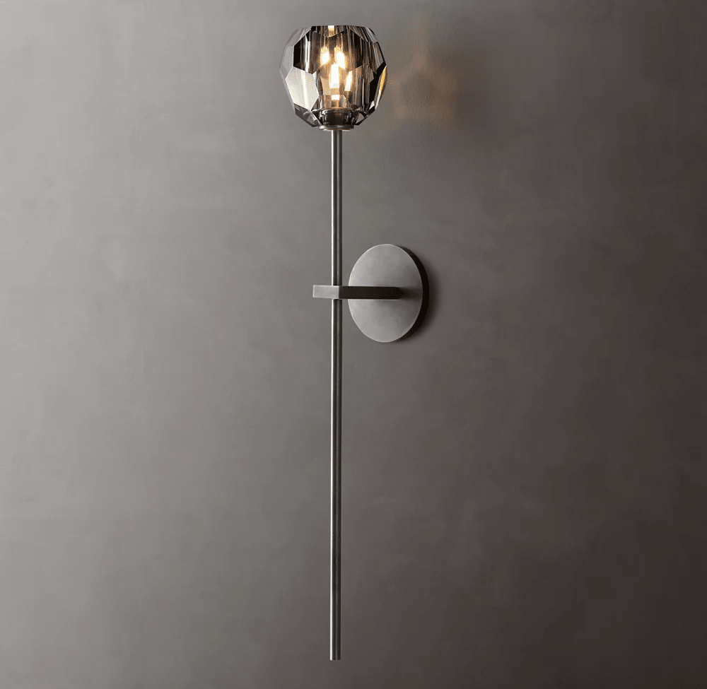 Beula De Crystal Ball Clear/Smoke Wall Sconce H9"/28" - Cyran Lamps