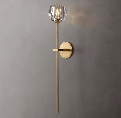 Beula De Crystal Ball Clear/Smoke Wall Sconce H9"/28" - Cyran Lamps