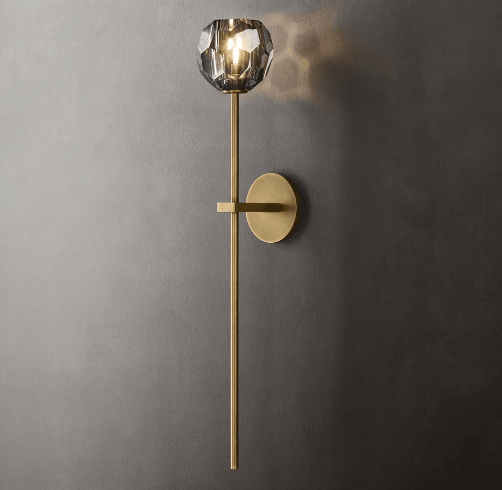 Beula De Crystal Ball Clear/Smoke Wall Sconce H9"/28" - Cyran Lamps