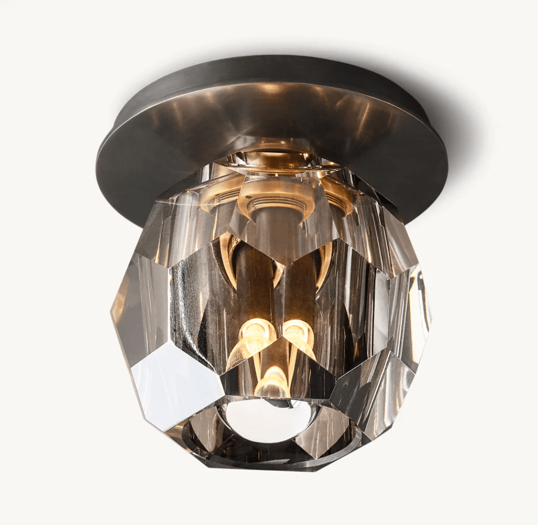 Beula De Smoke Cristal Glass Flushmount - Cyran Lamps