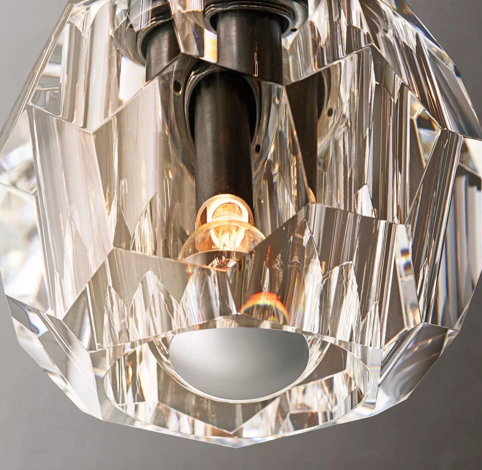 Beula De Smoke Cristal Glass Flushmount - Cyran Lamps