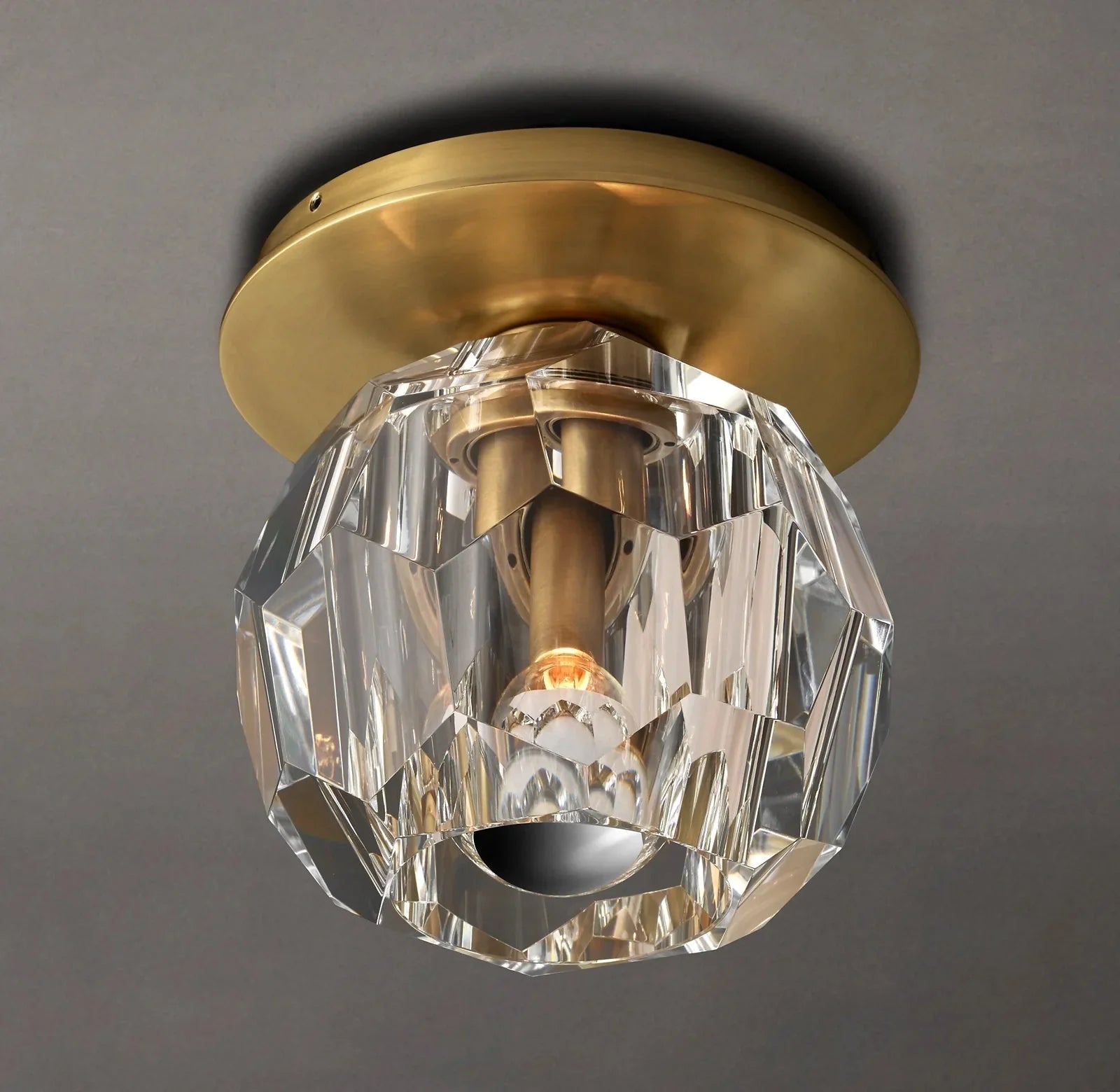 Beula De Smoke Cristal Glass Flushmount - Cyran Lamps