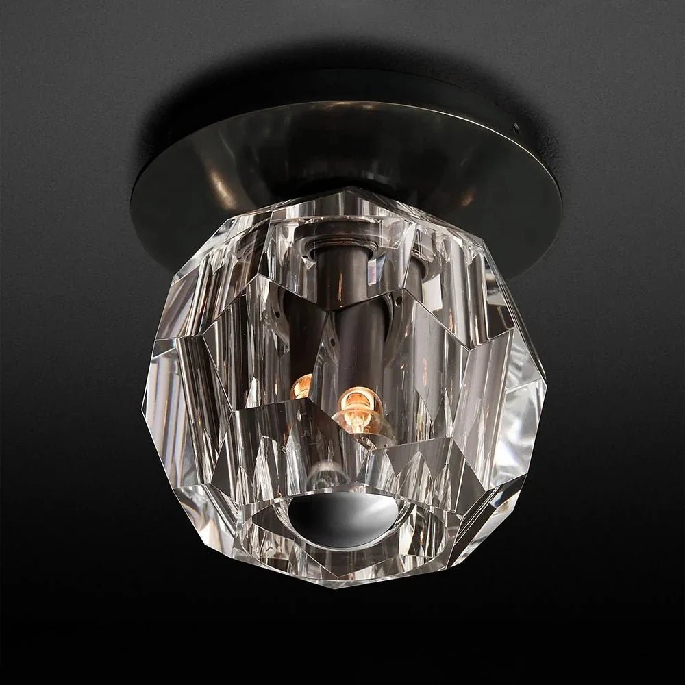 Beula De Smoke Cristal Glass Flushmount - Cyran Lamps