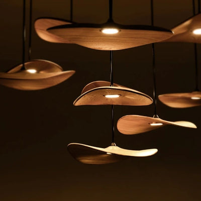 Bidi Multi Light Pendant Chandelier - Light WoodRound 10 LightCyranlamps