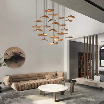 Bidi Multi Light Pendant Chandelier - Light WoodRound 16 LightCyranlamps