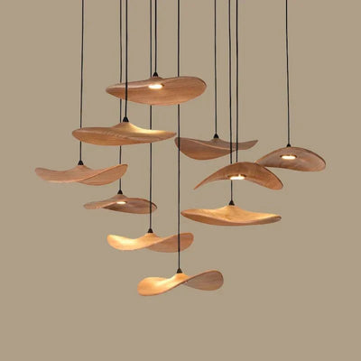 Bidi Multi Light Pendant Chandelier - Light WoodRound 10 LightCyranlamps