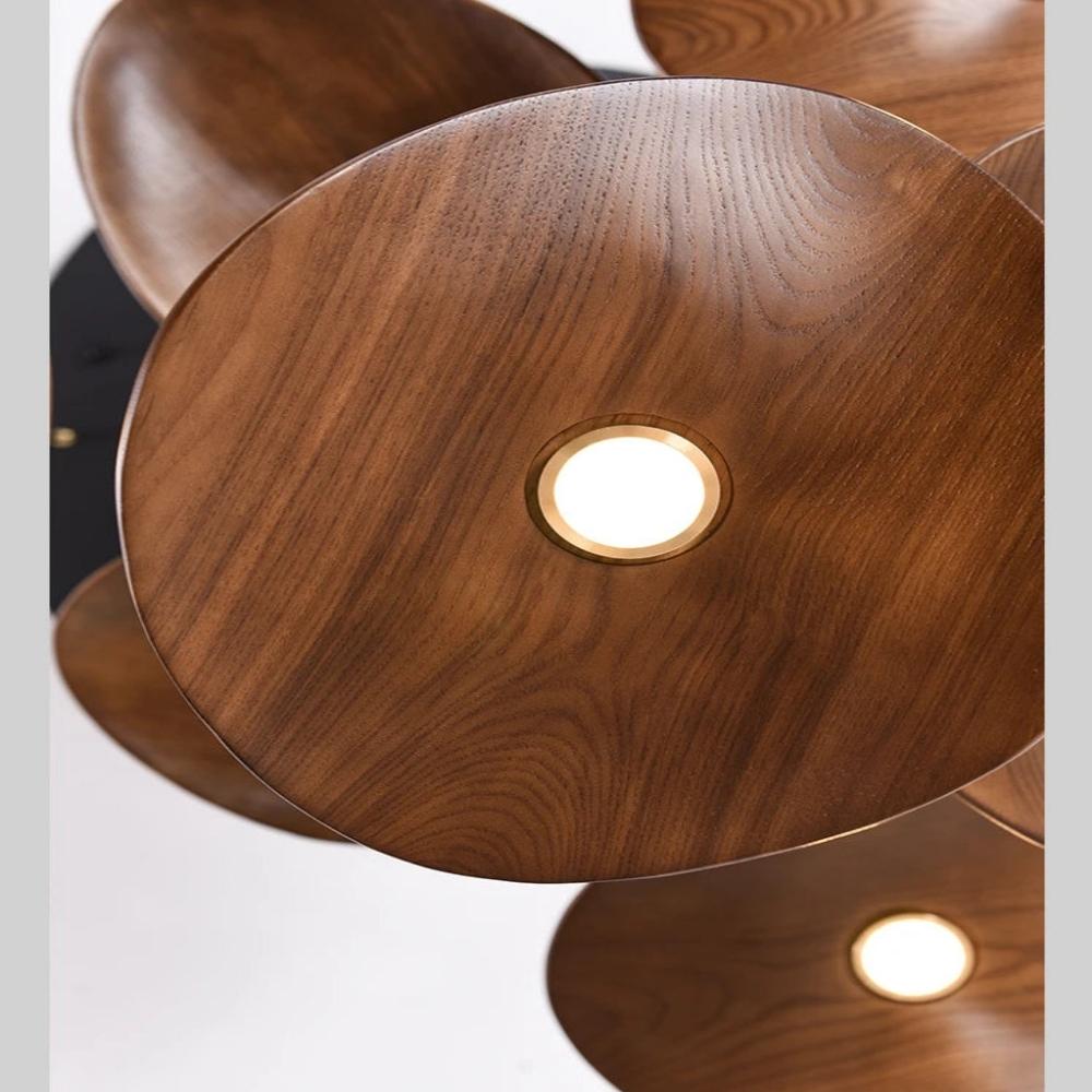 Bidi Multi Light Pendant Chandelier - Light WoodRound 10 LightCyranlamps