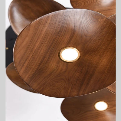 Bidi Multi Light Pendant Chandelier - Light WoodRound 10 LightCyranlamps