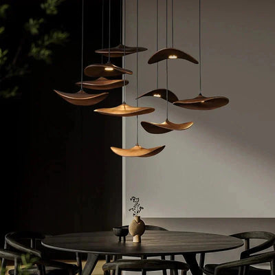 Bidi Multi Light Pendant Chandelier - Light WoodRound 10 LightCyranlamps
