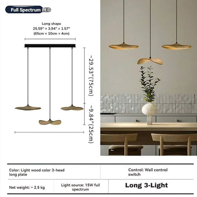 Bidi Multi Light Pendant Chandelier - Light WoodLong 3 LightCyranlamps