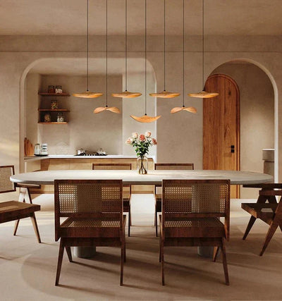 Bidi Multi Light Pendant Chandelier - Dark WoodLong 7 LightCyranlamps