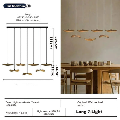 Bidi Multi Light Pendant Chandelier - Light WoodLong 7 LightCyranlamps