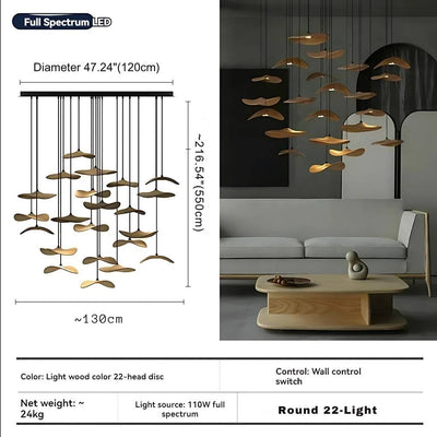 Bidi Multi Light Pendant Chandelier - Light WoodLong 7 LightCyranlamps