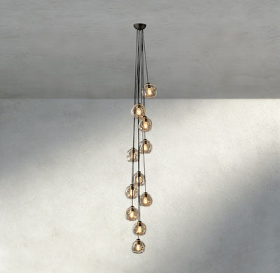 Bubble Clear Glass Cascade Pendant - Cyran Lamps