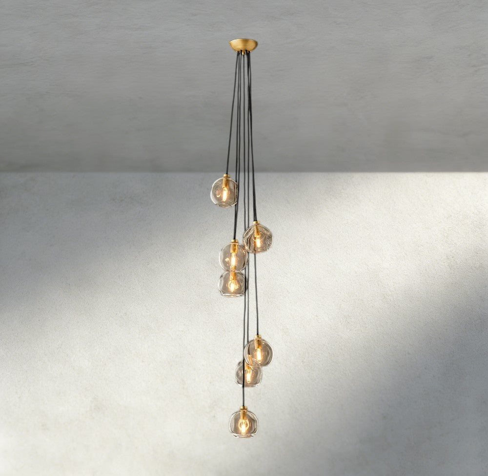 Bubble Clear Glass Cascade Pendant - Cyran Lamps