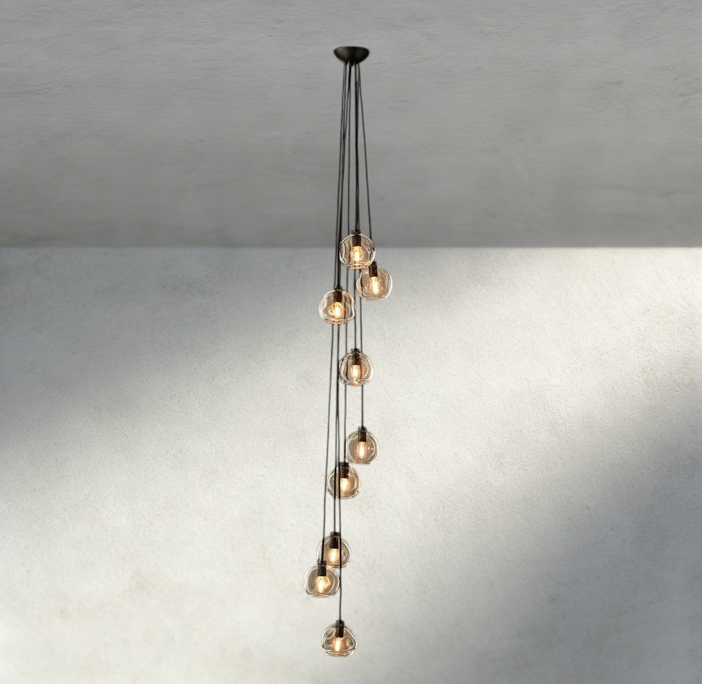 Bubble Clear Glass Cascade Pendant - Cyran Lamps