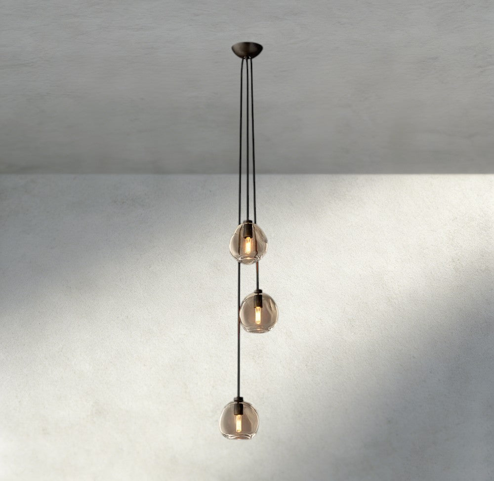 Bubble Clear Glass Cascade Pendant - Cyran Lamps
