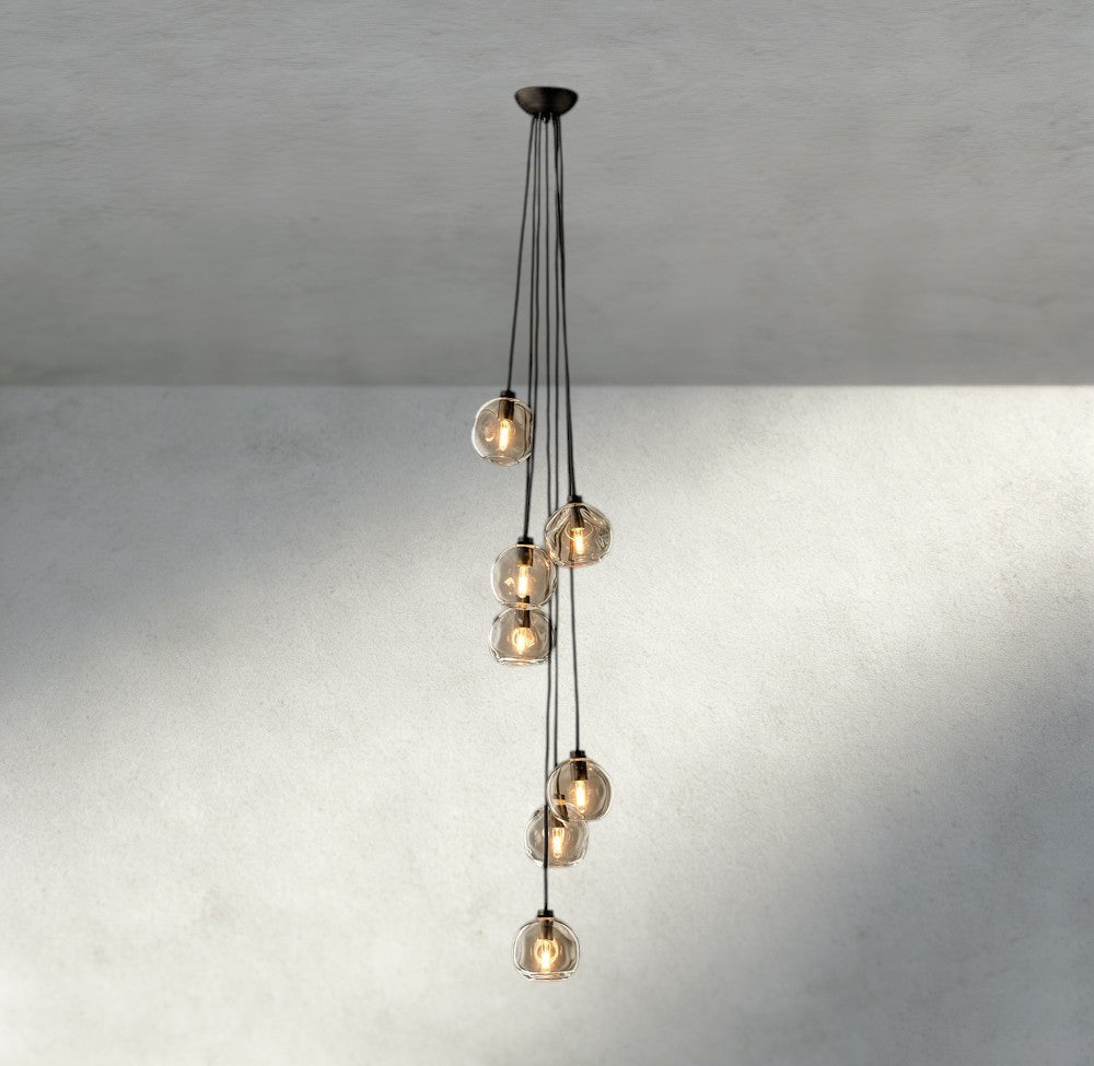 Bubble Clear Glass Cascade Pendant - Cyran Lamps