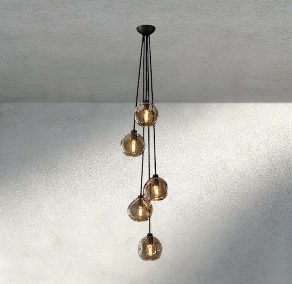 Bubble Clear Glass Cascade Pendant - Cyran Lamps