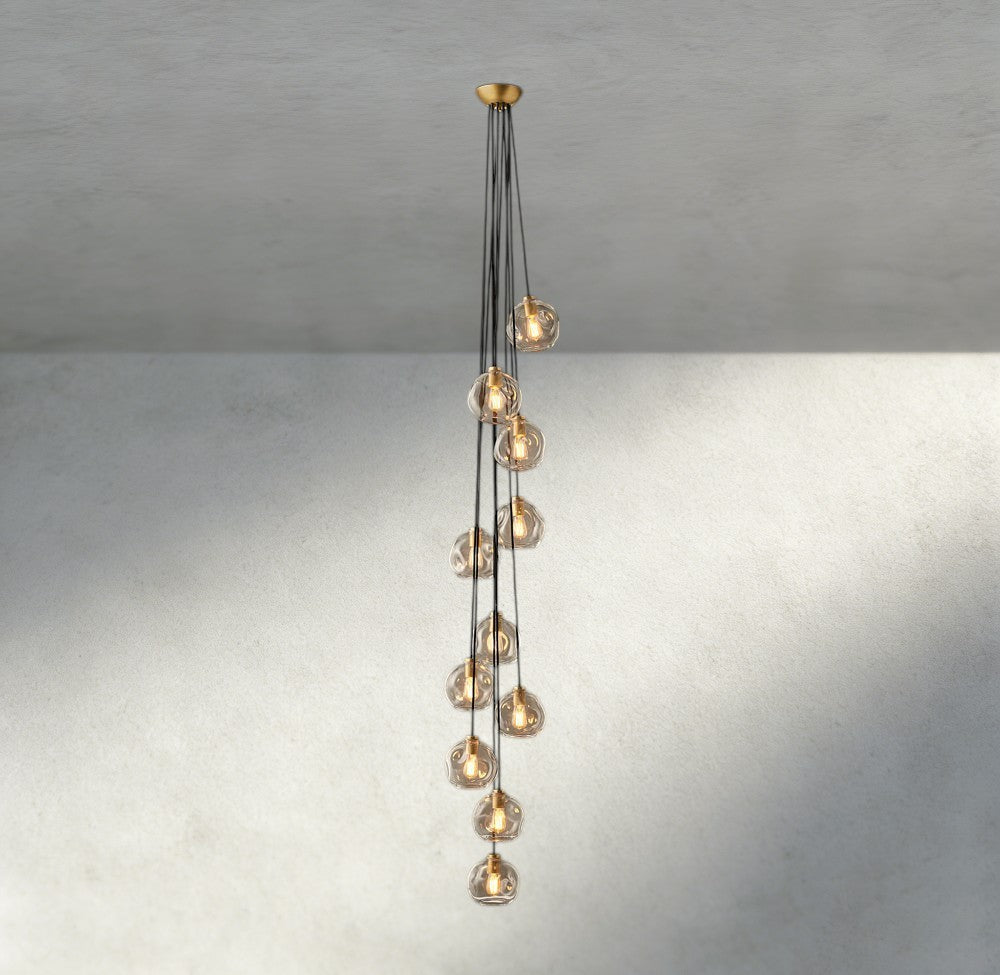 Bubble Clear Glass Cascade Pendant - Cyran Lamps