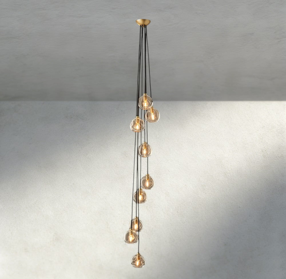 Bubble Clear Glass Cascade Pendant - Cyran Lamps