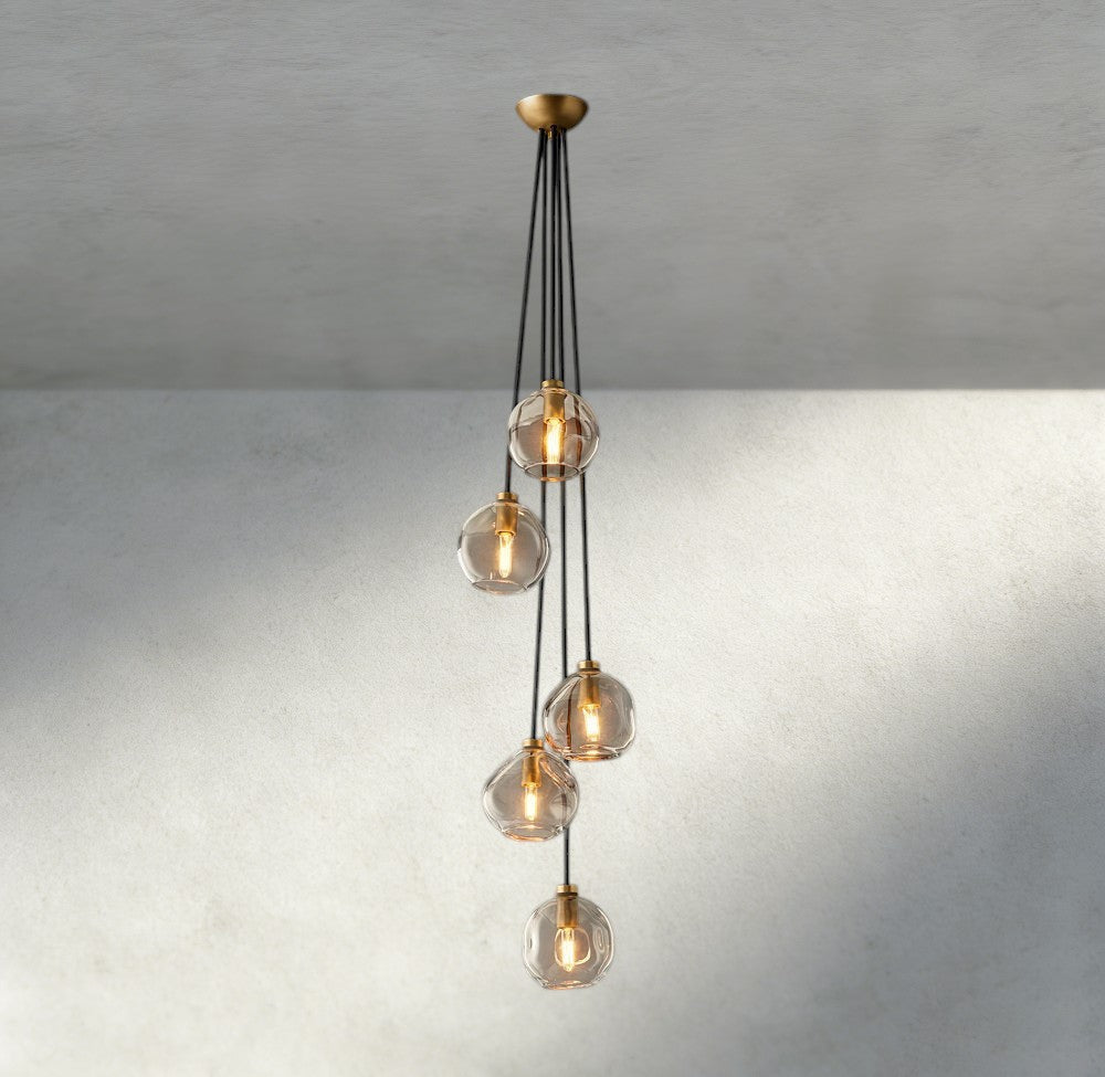 Bubble Clear Glass Cascade Pendant - Cyran Lamps