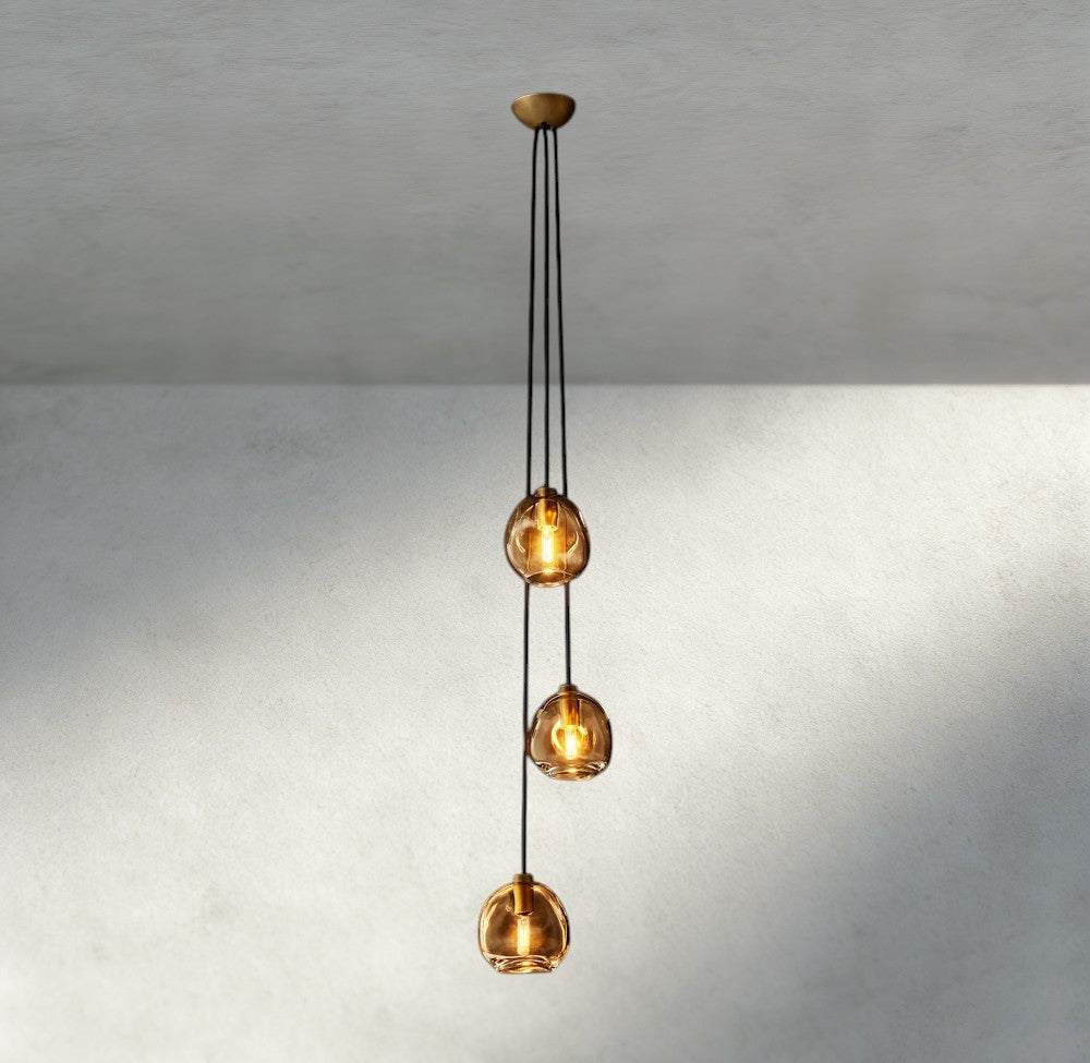 Bubble Smoke Glass Cascade Pendant - Cyran Lamps
